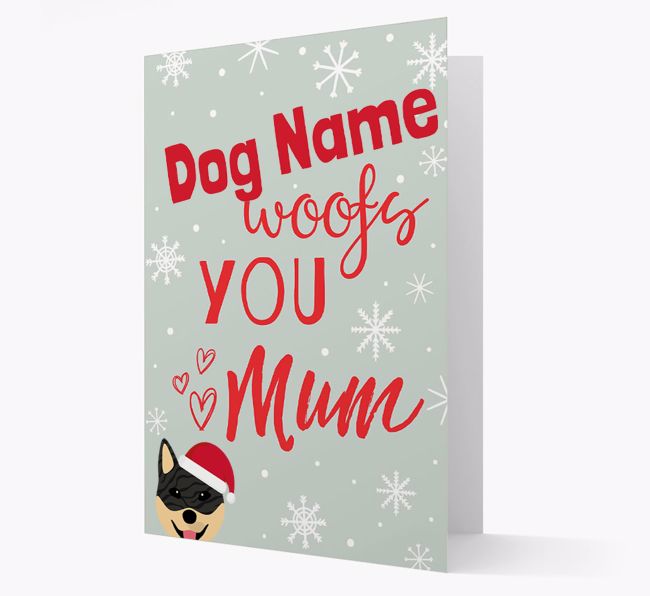 'I Woof You Mum' Card with your {breedFullName} Christmas Icon